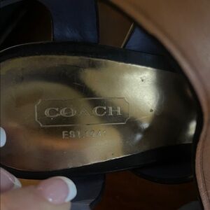 Coach Black and Tan Leather Sandals